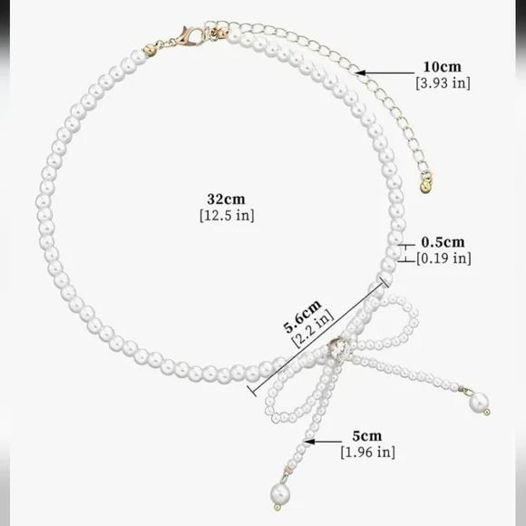 Pearl Bow Necklace Silver - Picture 4 of 5